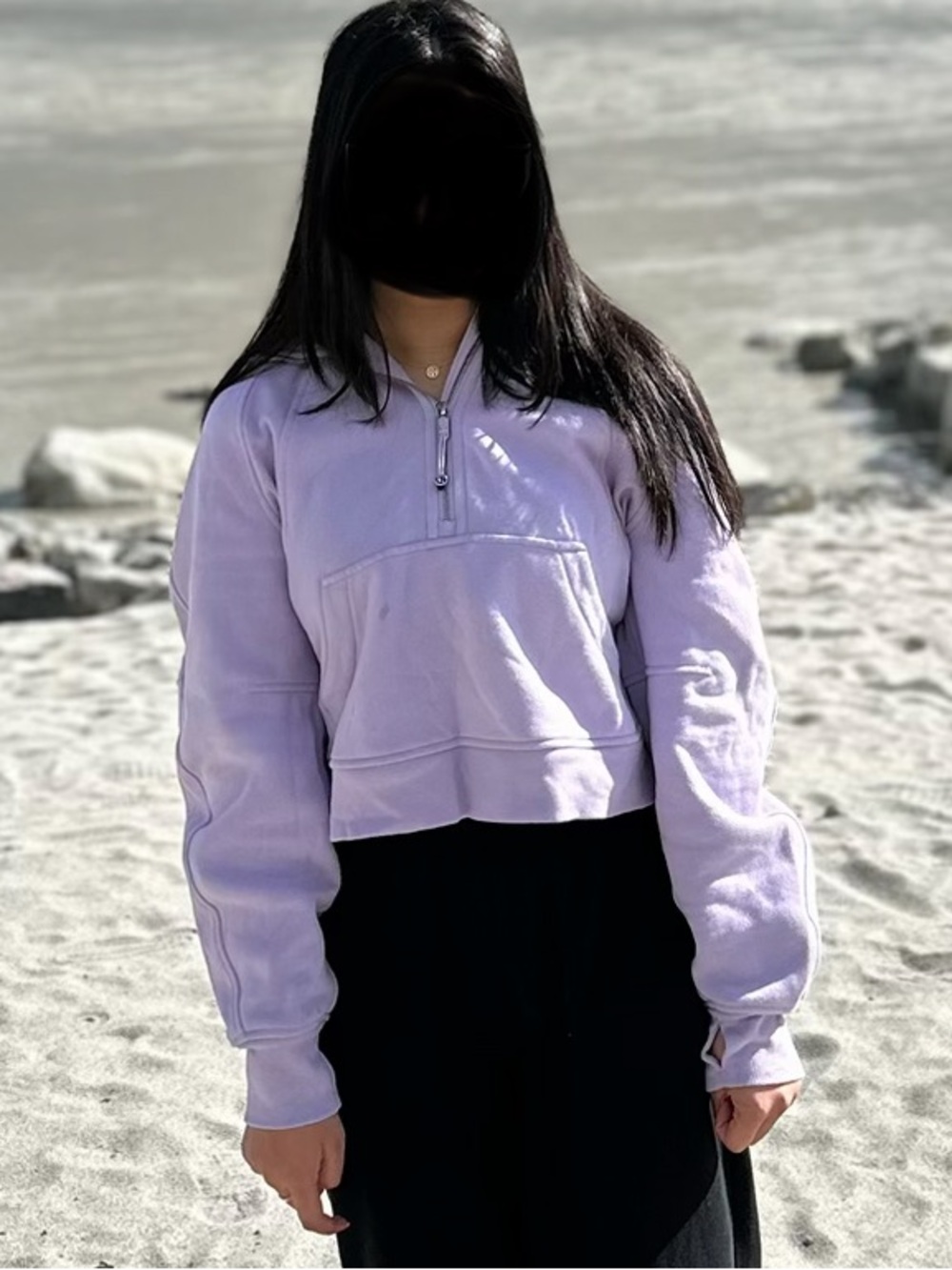 lululemon Cropped Half-Zip Sweatshirt in Light Lavender